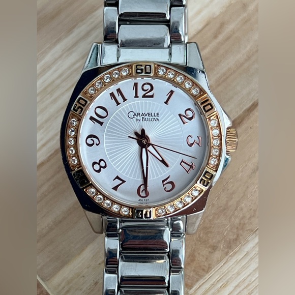 Caravelle by Bulova Ladies Watch Stainless Bracelet White Dial Date Window - Picture 1 of 12